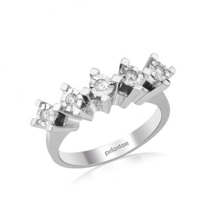 Pırlanta 1.50 ct. Görünümlü Beştaş Efekt Yüzük